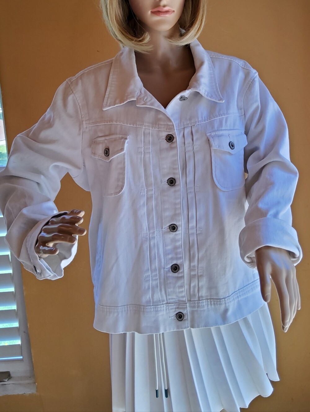 St. John's Bay White Denim Jacket - Button-Front Jean Jacket